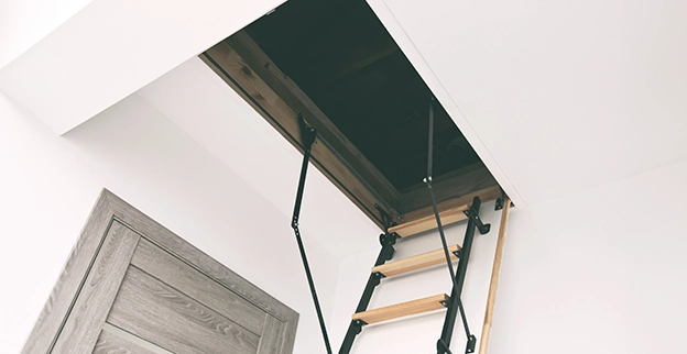 Steps leading to a door on the roof.