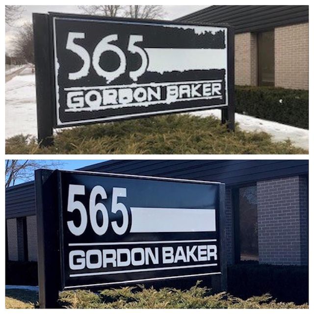 Before and after image of commercial sign that says 