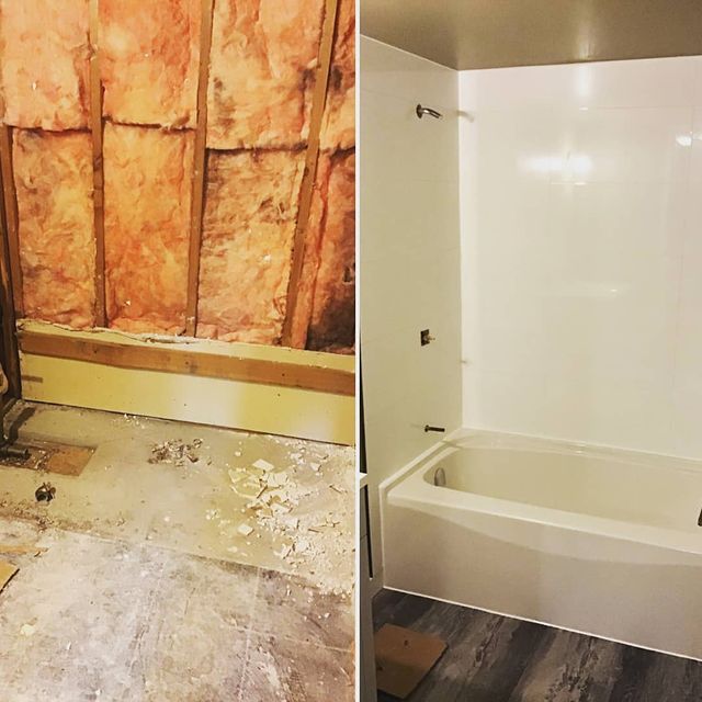 Bathroom shower before and after.