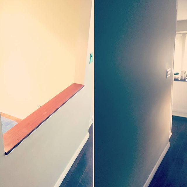 Carpentry wall before and after.