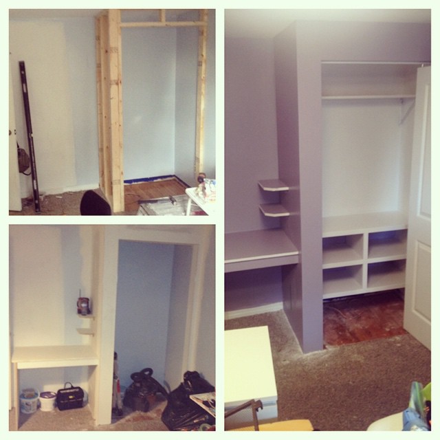 Closet installation, progress shots