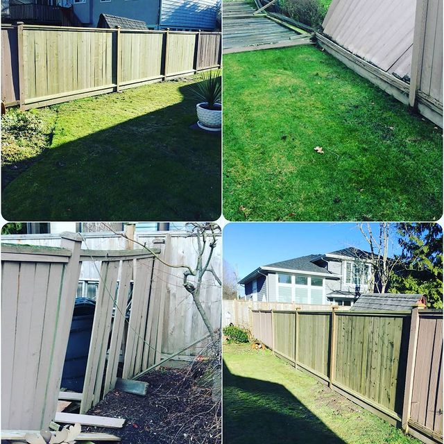 Outdoor fencing before and after.