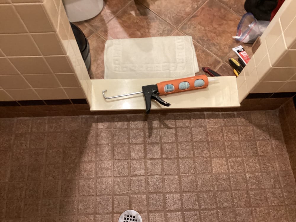 Shower floor before repair