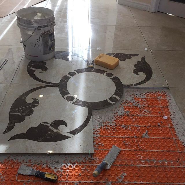 Specialty tiling in the middle of installation