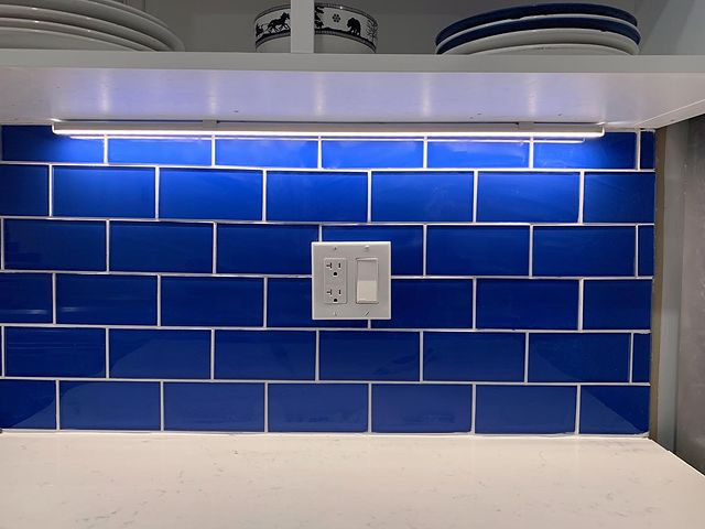 blue backsplash